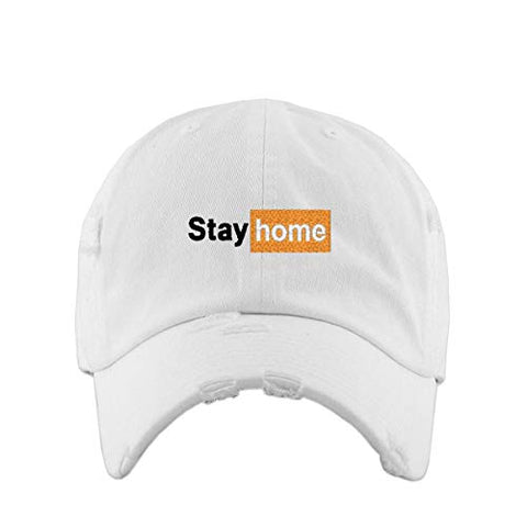 Stay Home Vintage Baseball Cap Embroidered Cotton Adjustable Distressed Dad Hat