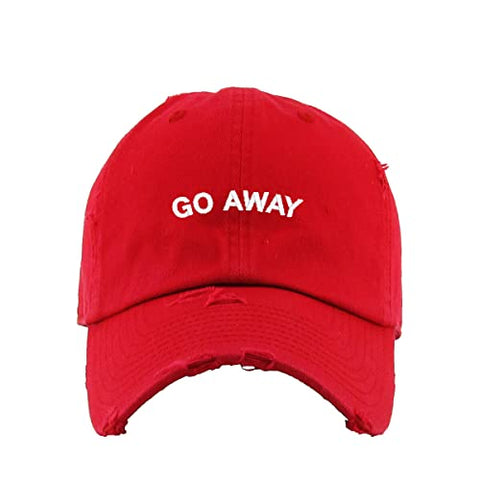 Go Away Vintage Baseball Cap Embroidered Cotton Adjustable Distressed Dad Hat