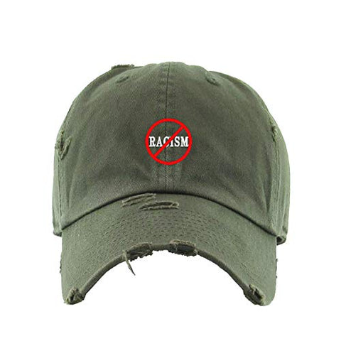 No Racism Vintage Baseball Cap Embroidered Cotton Adjustable Distressed Dad Hat