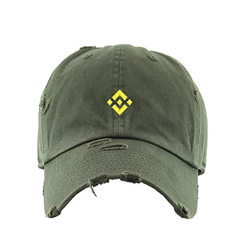 Binance Vintage Baseball Cap Embroidered Cotton Adjustable Distressed Dad Hat