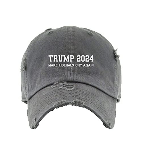 Trump Make Liberals Cry Again Vintage Baseball Cap Embroidered Cotton Adjustable Distressed Dad Hat