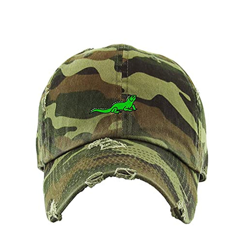 Iguana Vintage Baseball Cap Embroidered Cotton Adjustable Distressed Dad Hat