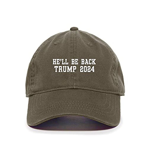 He Will Be Back Trump 2024 Baseball Cap Embroidered Cotton Adjustable Dad Hat