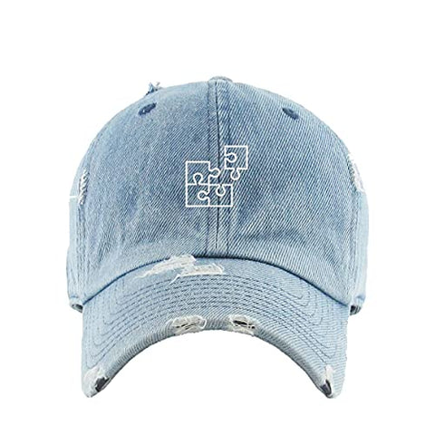 Puzzle Vintage Baseball Cap Embroidered Cotton Adjustable Distressed Dad Hat