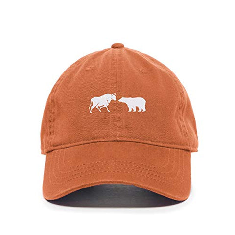 Bull and Bear Market Baseball Cap Embroidered Cotton Adjustable Dad Hat