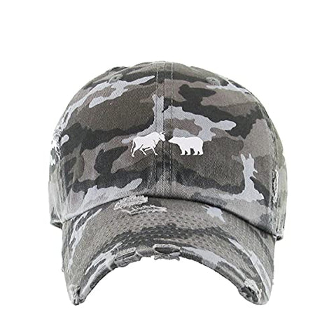 Bull and Bear Market Vintage Baseball Cap Embroidered Cotton Adjustable Distressed Dad Hat