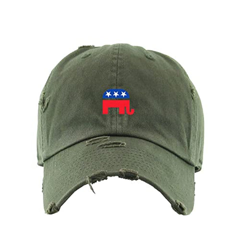 Republican Elephant Vintage Baseball Cap Embroidered Cotton Adjustable Distressed Dad Hat