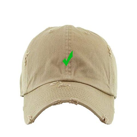 Check Mark Vintage Baseball Cap Embroidered Cotton Adjustable Distressed Dad Hat