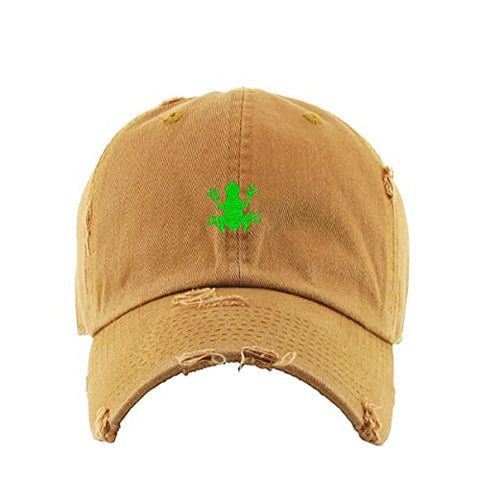 Bullfrog Vintage Baseball Cap Embroidered Cotton Adjustable Distressed Dad Hat