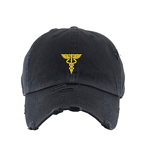 Caduceus Vintage Baseball Cap Embroidered Cotton Adjustable Distressed Dad Hat