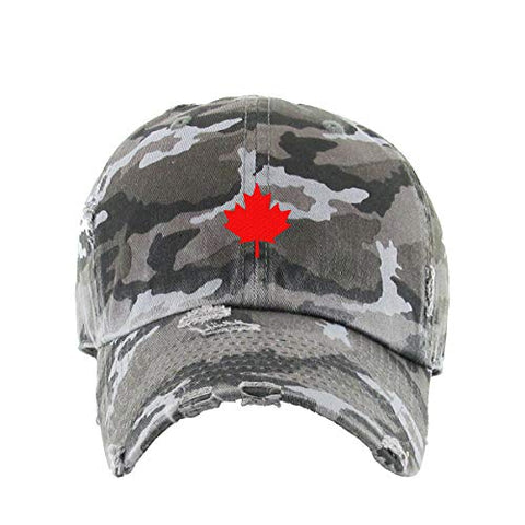 Canada Flag Red Maple Leaf Vintage Baseball Cap Embroidered Cotton Adjustable Distressed Dad Hat