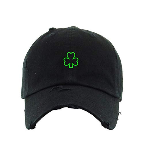 Shamrock Heart Outline Vintage Baseball Cap Embroidered Cotton Adjustable Distressed Dad Hat