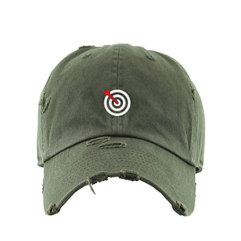 Bullseye Target with Arrow Vintage Baseball Cap Embroidered Cotton Adjustable Distressed Dad Hat