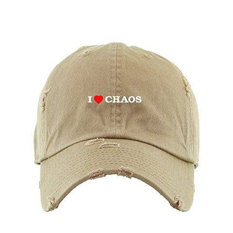 I Love Chaos Vintage Baseball Cap Embroidered Cotton Adjustable Distressed Dad Hat