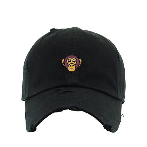 Chimpanzee Head Vintage Baseball Cap Embroidered Cotton Adjustable Distressed Dad Hat