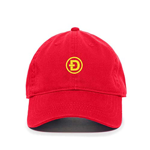 Dogecoin D Baseball Cap Embroidered Cotton Adjustable Dad Hat