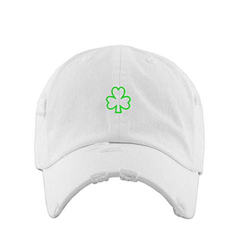 Shamrock Heart Outline Vintage Baseball Cap Embroidered Cotton Adjustable Distressed Dad Hat