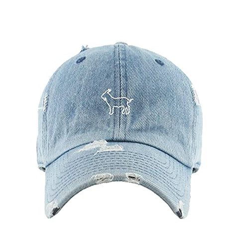 Goat Vintage Baseball Cap Embroidered Cotton Adjustable Distressed Dad Hat