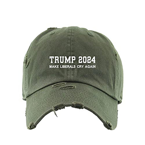 Trump Make Liberals Cry Again Vintage Baseball Cap Embroidered Cotton Adjustable Distressed Dad Hat