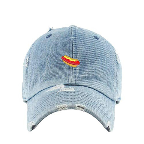 Hotdog Sandwich Vintage Baseball Cap Embroidered Cotton Adjustable Distressed Dad Hat