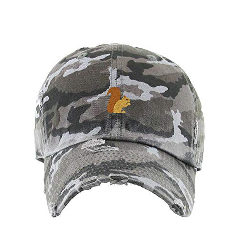 Squirrel Vintage Baseball Cap Embroidered Cotton Adjustable Distressed Dad Hat