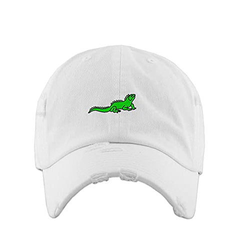 Iguana Vintage Baseball Cap Embroidered Cotton Adjustable Distressed Dad Hat