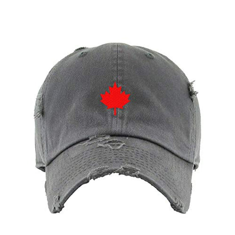 Canada Flag Red Maple Leaf Vintage Baseball Cap Embroidered Cotton Adjustable Distressed Dad Hat