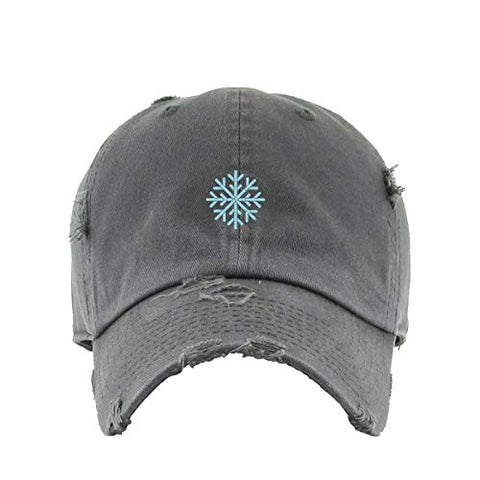 Snowflake Vintage Baseball Cap Embroidered Cotton Adjustable Distressed Dad Hat