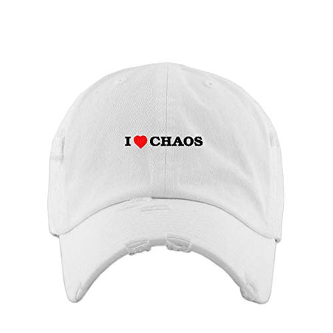 I Love Chaos Vintage Baseball Cap Embroidered Cotton Adjustable Distressed Dad Hat