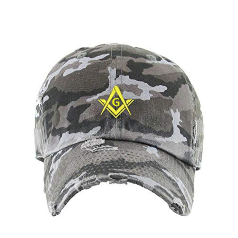 Masonic Symbol Vintage Baseball Cap Embroidered Cotton Adjustable Distressed Dad Hat