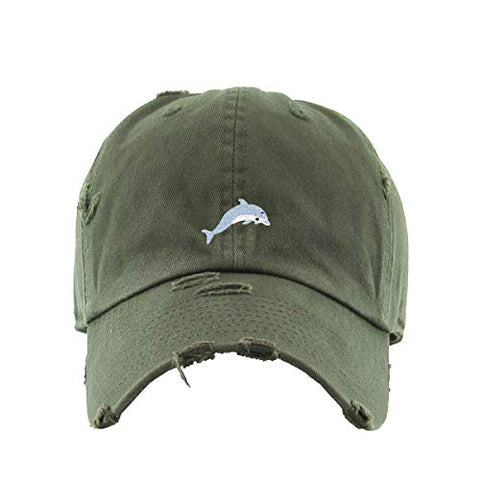 Dolphin Vintage Baseball Cap Embroidered Cotton Adjustable Distressed Dad Hat