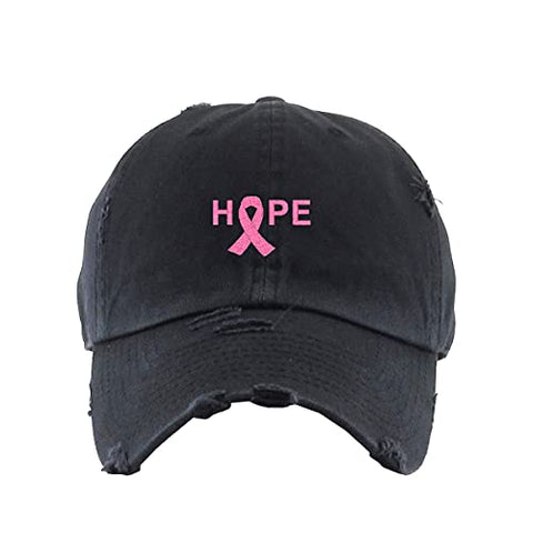 Hope with Ribbon Vintage Baseball Cap Embroidered Cotton Adjustable Distressed Dad Hat