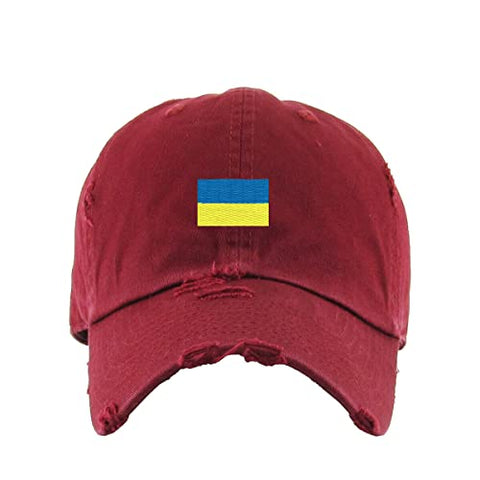 Ukraine Flag Vintage Baseball Cap Embroidered Cotton Adjustable Distressed Dad Hat