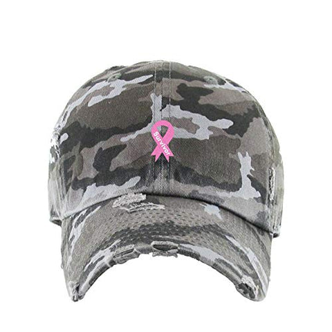 Survivor Pink Ribbon Vintage Baseball Cap Embroidered Cotton Adjustable Distressed Dad Hat