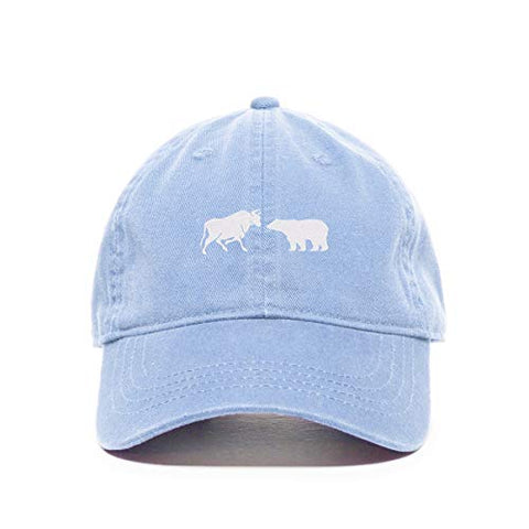 Bull and Bear Market Baseball Cap Embroidered Cotton Adjustable Dad Hat