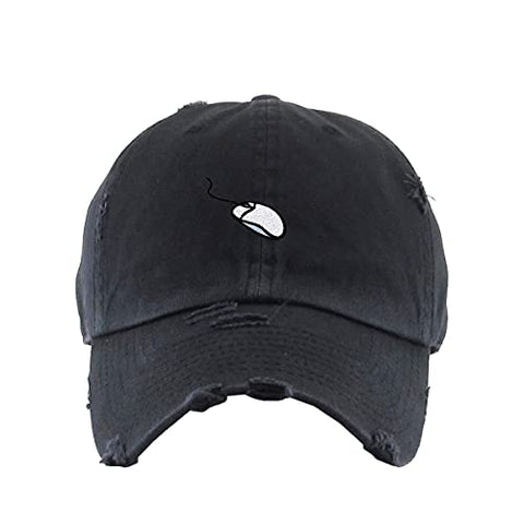 Computer Mouse Vintage Baseball Cap Embroidered Cotton Adjustable Distressed Dad Hat