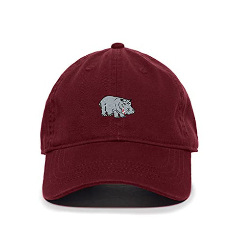 Hippopotamus Baseball Cap Embroidered Cotton Adjustable Dad Hat