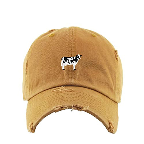 Holstein Dairy Cow Vintage Baseball Cap Embroidered Cotton Adjustable Distressed Dad Hat