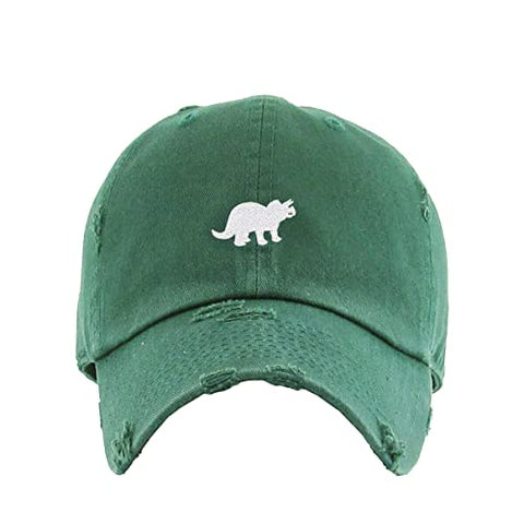 Triceratops Dinosaur Vintage Baseball Cap Embroidered Cotton Adjustable Distressed Dad Hat