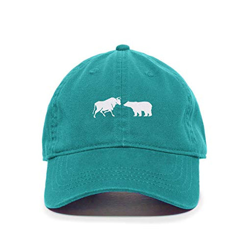 Bull and Bear Market Baseball Cap Embroidered Cotton Adjustable Dad Hat