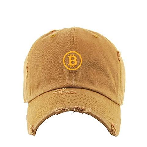 Bitcoin B Vintage Baseball Cap Embroidered Cotton Adjustable Distressed Dad Hat