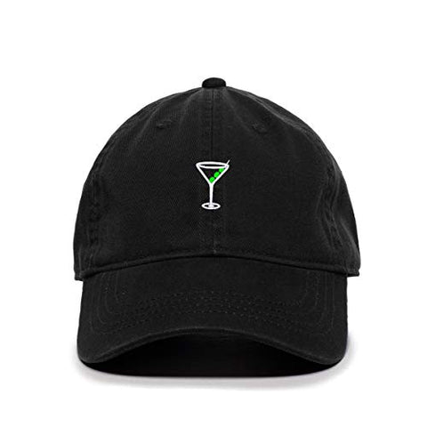 Martini Glass with Olive Baseball Cap Embroidered Cotton Adjustable Dad Hat