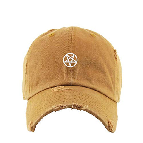 Pentacle Sign Vintage Baseball Cap Embroidered Cotton Adjustable Distressed Dad Hat