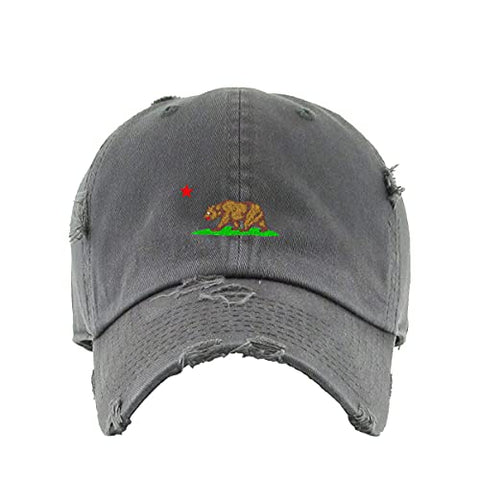 California Bear Vintage Baseball Cap Embroidered Cotton Adjustable Distressed Dad Hat