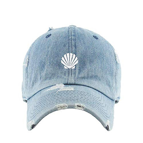 Seashell Vintage Baseball Cap Embroidered Cotton Adjustable Distressed Dad Hat