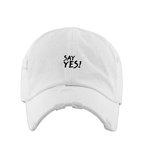 Say Yes Vintage Baseball Cap Embroidered Cotton Adjustable Distressed Dad Hat