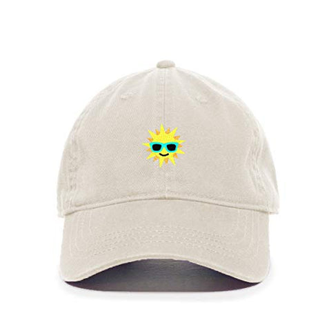 Sun with Sunglasses Baseball Cap Embroidered Cotton Adjustable Dad Hat