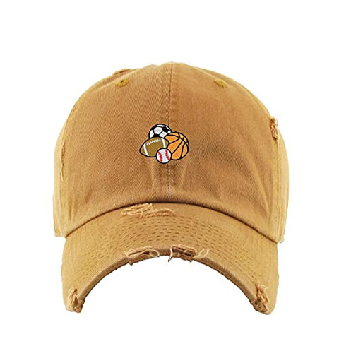 Sport Balls Vintage Baseball Cap Embroidered Cotton Adjustable Distressed Dad Hat