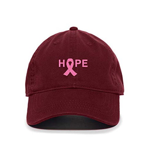 Hope with Ribbon Baseball Cap Embroidered Cotton Adjustable Dad Hat