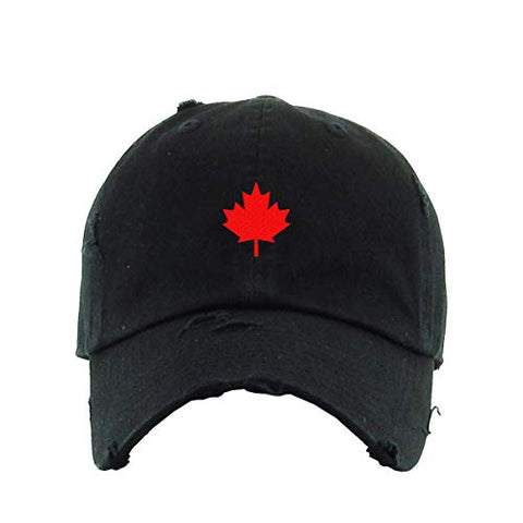 Canada Flag Red Maple Leaf Vintage Baseball Cap Embroidered Cotton Adjustable Distressed Dad Hat